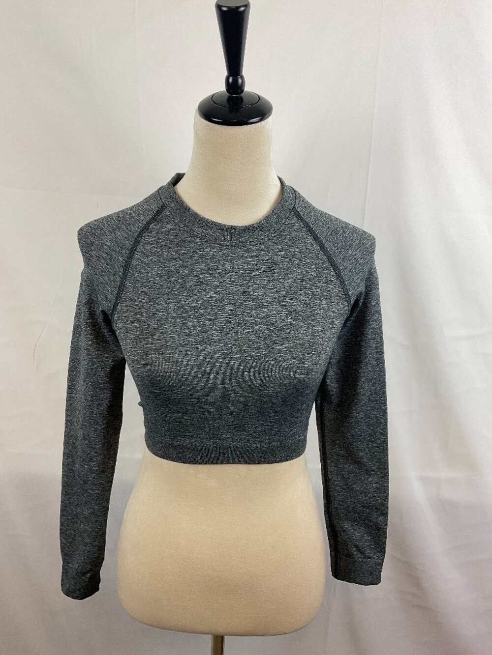 Gymshark Crop Top S Heather Charcoal Gray Long Sleeve